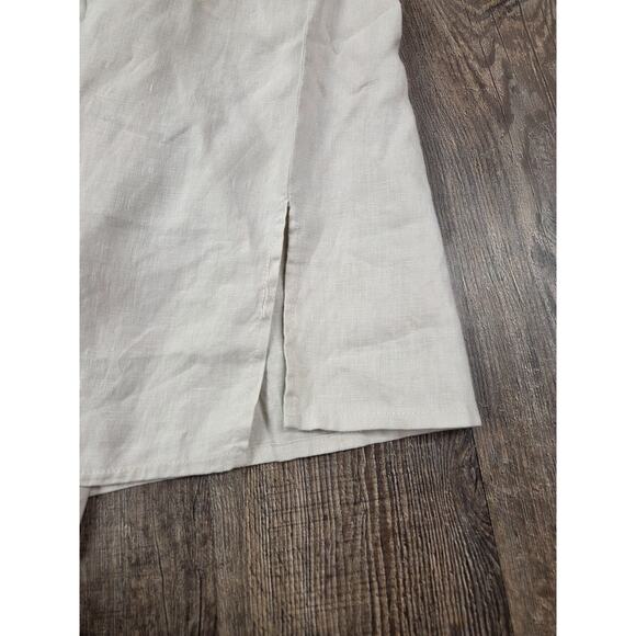 Peck & Peck 100% Linen Top Beaded Beige Tan V neck Sleeveless Blouse Shirt Small - Picture 6 of 6